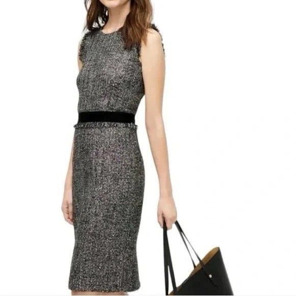 J.CREW Dresses & Skirts - J. Crew Sparkling Constellation Sheath Dress Black Metallic Tweed Sz 12T Tall